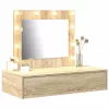 Öltözködőasztal LED -es lámpákkal Barna 83 x 40 x 70 cm Faanyag