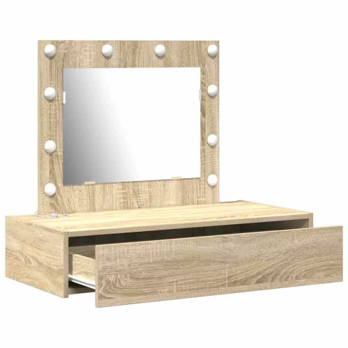 Öltözködőasztal LED -es lámpákkal Barna 83 x 40 x 70 cm Faanyag