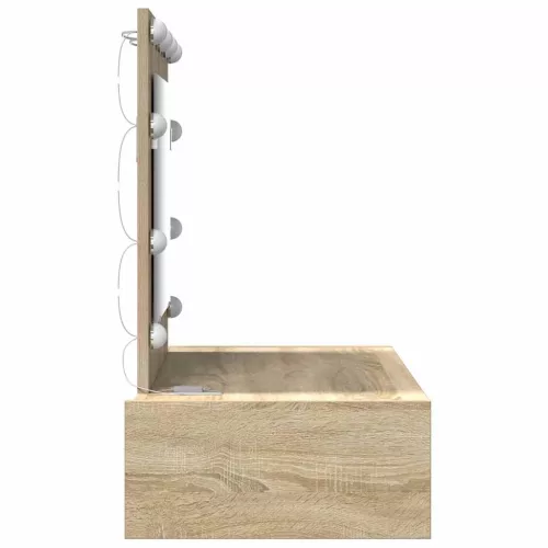 Öltözködőasztal LED -es lámpákkal Barna 83 x 40 x 70 cm Faanyag