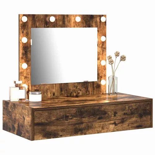 Öltözködőasztal LED -es lámpákkal Barna 83 x 40 x 70 cm Faanyag
