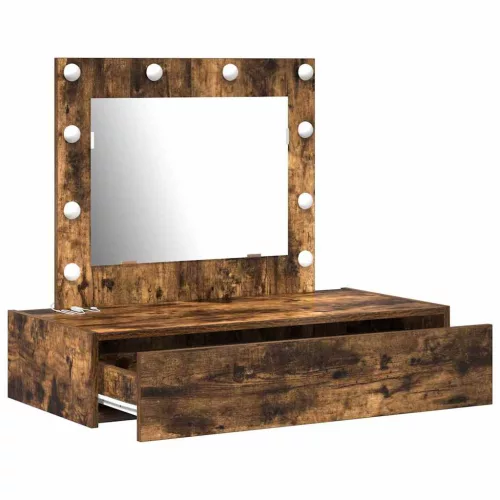 Öltözködőasztal LED -es lámpákkal Barna 83 x 40 x 70 cm Faanyag