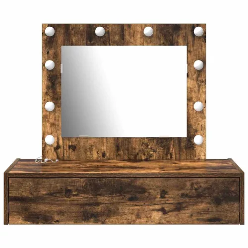 Öltözködőasztal LED -es lámpákkal Barna 83 x 40 x 70 cm Faanyag