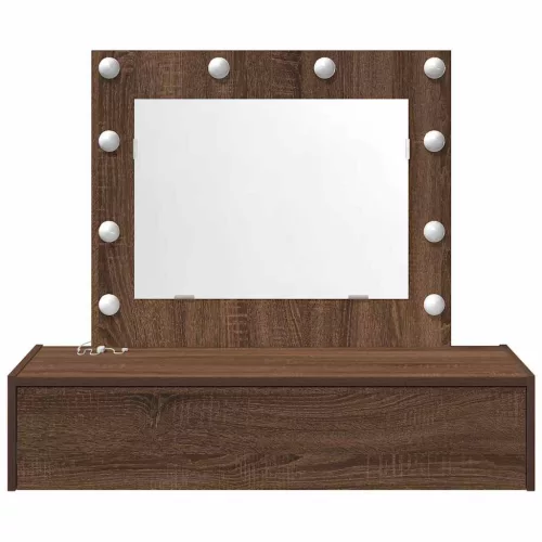 Öltözködőasztal LED -es lámpákkal Barna 83 x 40 x 70 cm Faanyag