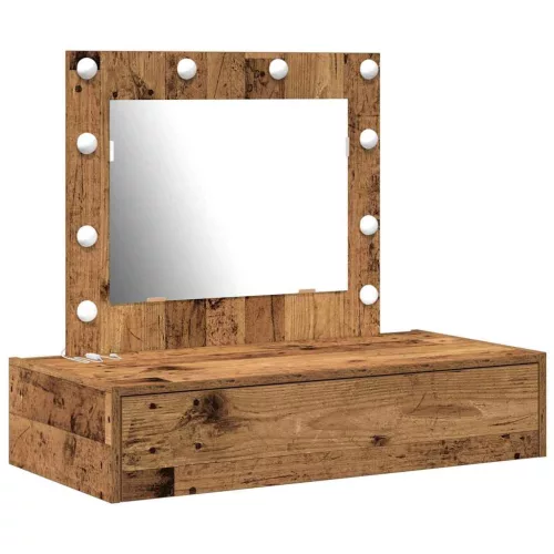 Öltözködőasztal LED -es lámpákkal Barna 83 x 40 x 70 cm Faanyag