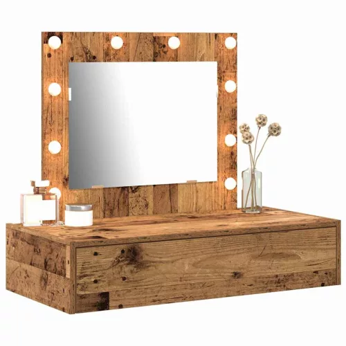Öltözködőasztal LED -es lámpákkal Barna 83 x 40 x 70 cm Faanyag