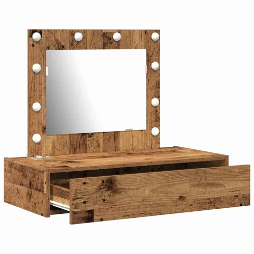 Öltözködőasztal LED -es lámpákkal Barna 83 x 40 x 70 cm Faanyag