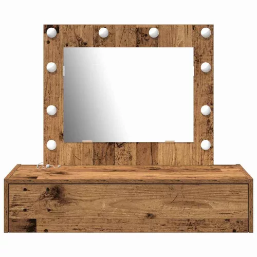 Öltözködőasztal LED -es lámpákkal Barna 83 x 40 x 70 cm Faanyag