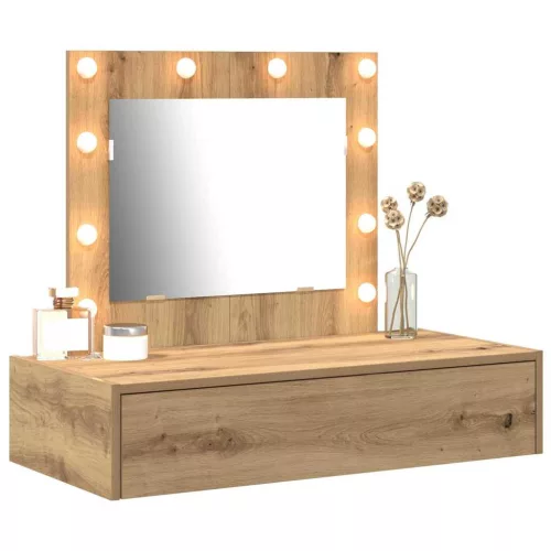 Öltözködőasztal LED -es lámpákkal Barna 83 x 40 x 70 cm Faanyag