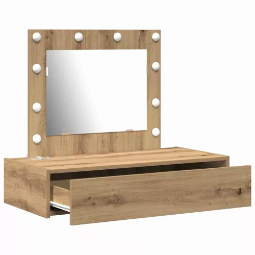 Öltözködőasztal LED -es lámpákkal Barna 83 x 40 x 70 cm Faanyag