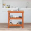 Munkapad polcokkal Viaszbarna 78.5 x 50 x 80 cm Tömör fenyőfa