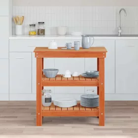   Munkapad polcokkal Viaszbarna 78.5 x 50 x 80 cm Tömör fenyőfa
