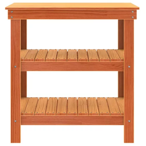 Munkapad polcokkal Viaszbarna 78.5 x 50 x 80 cm Tömör fenyőfa