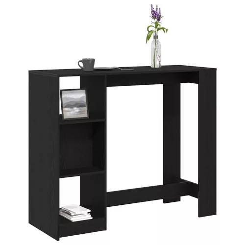Bárasztal polcokkal Fekete tölgy 124 x 46 x 103.5 cm Faanyag