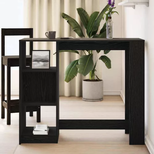 Bárasztal polcokkal Fekete tölgy 124 x 46 x 103.5 cm Faanyag