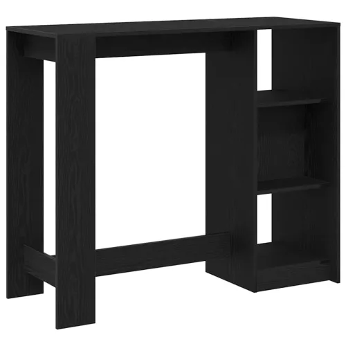 Bárasztal polcokkal Fekete tölgy 124 x 46 x 103.5 cm Faanyag