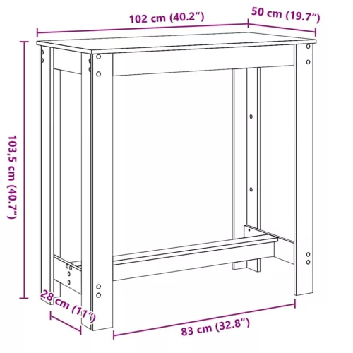 Bárasztal Fekete tölgy 102 x 50 x 103.5 cm Faanyag