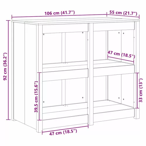 Konyhaszekrény polcokkal Barna 106 x 55 x 92 cm Tömör fenyőfa