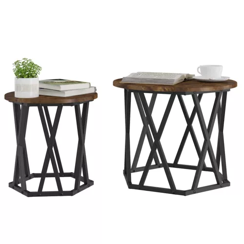 Oldal asztal 2 pcs Füstölt tölgy 50 x 50 x 40 cm