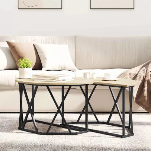 Dohányzóasztal sonoma tölgy 80 x 80 x 42 cm Műszaki fa és acél