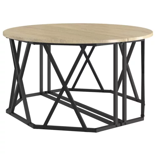 Dohányzóasztal sonoma tölgy 80 x 80 x 42 cm Műszaki fa és acél