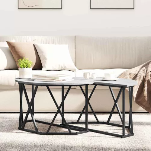 Dohányzóasztal Szürke sonoma 80 x 80 x 42 cm Műszaki fa és acél