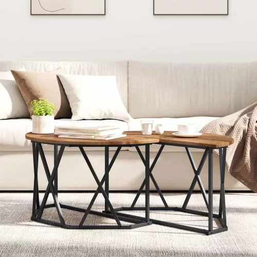 Dohányzóasztal Régi fa 80 x 80 x 42 cm Műszaki fa és acél