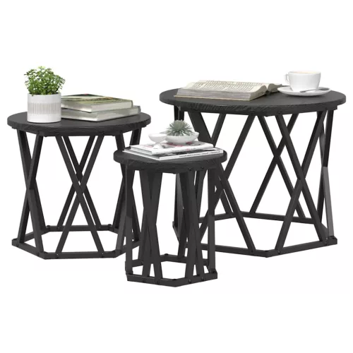 Fészek oldalsó asztal 3 pcs Musta tammi 53 x 53 x 40 cm