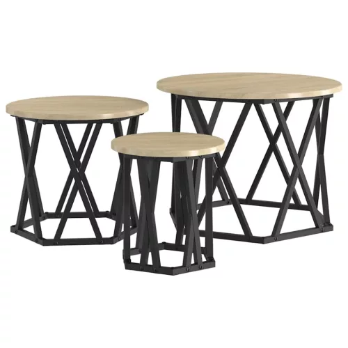Fészek oldalsó asztal 3 pcs sonoma tölgy 53 x 53 x 40 cm