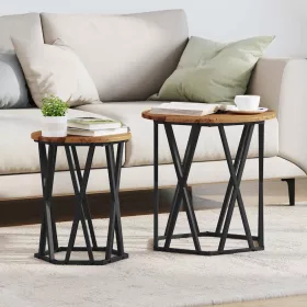   Dohányzóasztal 2 pcs Régi fa 50 x 50 x 50 cm Műszaki fa és acél