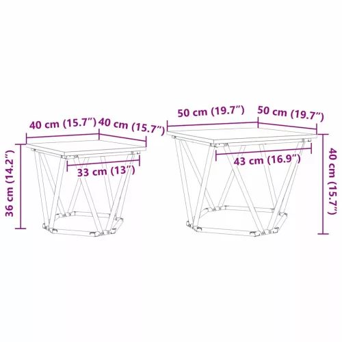 Kisasztal készlet 2 pcs sonoma tölgy 50 x 50 x 40 cm