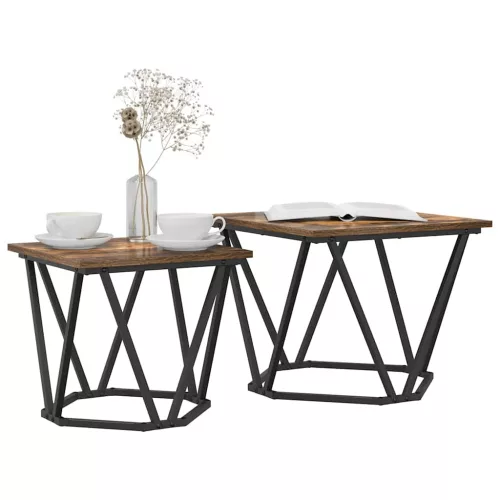 Kisasztal készlet 2 pcs Füstölt tölgy 50 x 50 x 40 cm