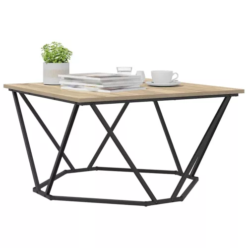 Dohányzóasztal sonoma tölgy 80 x 80 x 45 cm Műszaki fa és acél