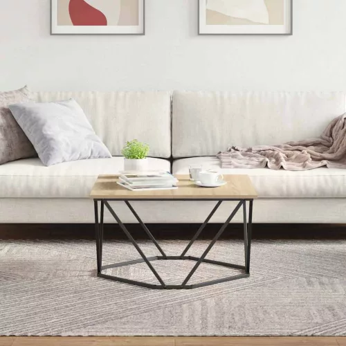 Dohányzóasztal sonoma tölgy 80 x 80 x 45 cm Műszaki fa és acél