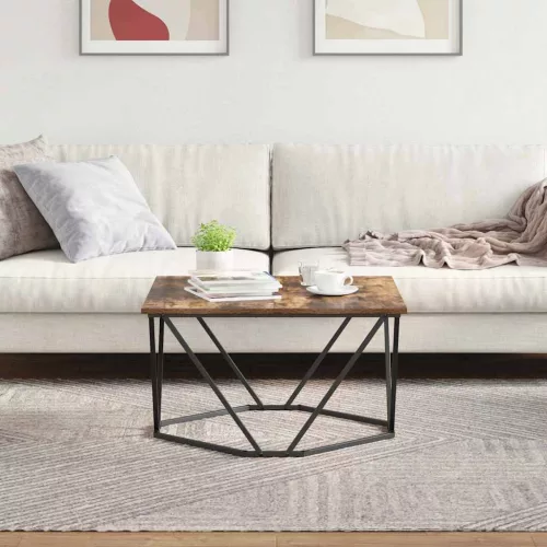 Dohányzóasztal Füstölt tölgy 80 x 80 x 45 cm Műszaki fa és acél