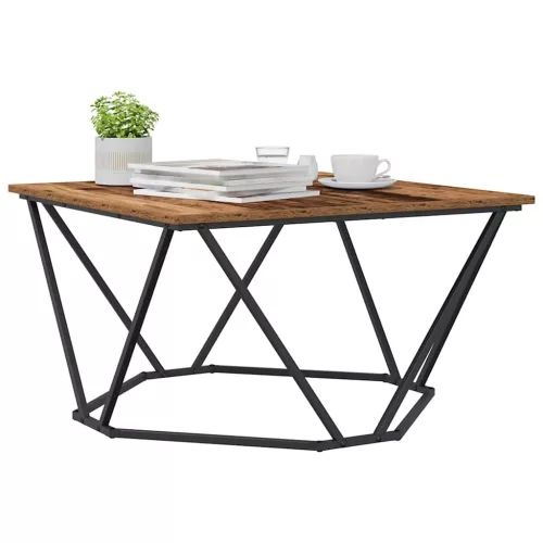 Dohányzóasztal Régi fa 80 x 80 x 45 cm Műszaki fa és acél