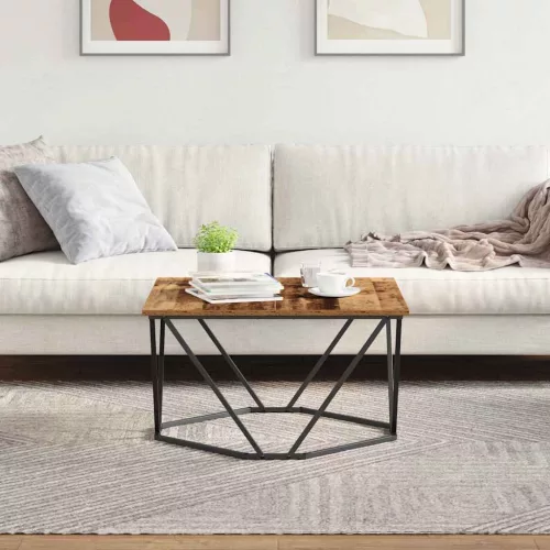 Dohányzóasztal Régi fa 80 x 80 x 45 cm Műszaki fa és acél