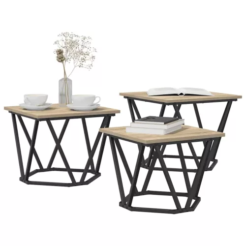Dohányzóasztal 3 pcs sonoma tölgy 50 x 50 x 40 cm