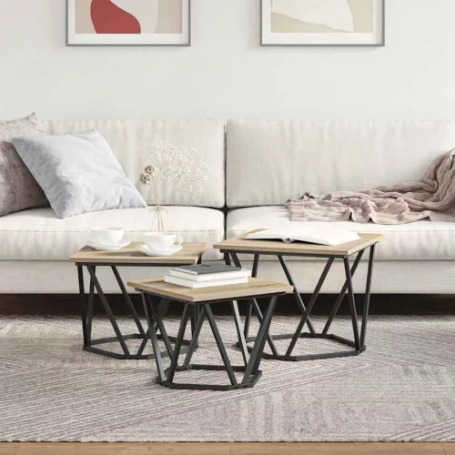 Dohányzóasztal 3 pcs sonoma tölgy 50 x 50 x 40 cm