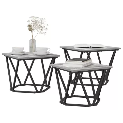 Dohányzóasztal 3 pcs Szürke sonoma 50 x 50 x 40 cm