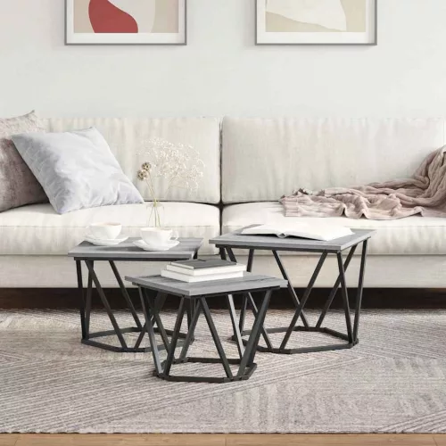 Dohányzóasztal 3 pcs Szürke sonoma 50 x 50 x 40 cm