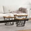 Dohányzóasztal 3 pcs Régi fa 50 x 50 x 40 cm Műszaki fa és acél