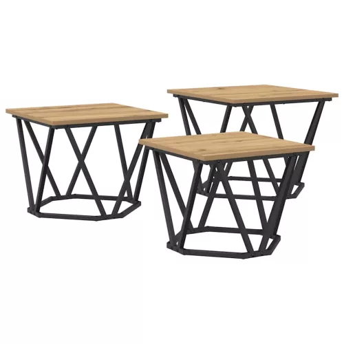 Dohányzóasztal 3 pcs kézműves tölgy 50 x 50 x 40 cm
