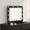 Toalett Tükör LED -es lámpákkal Fekete tölgy 60 x 55 x 18 cm