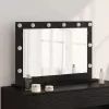 Toalett Tükör LED -es lámpákkal Fekete tölgy 80 x 15 x 18 cm