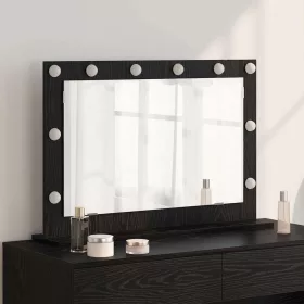   Toalett Tükör LED -es lámpákkal Fekete tölgy 80 x 15 x 18 cm