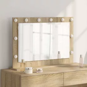   Toalett Tükör LED -es lámpákkal Sonoma tölgy 80 x 55 x 18 cm