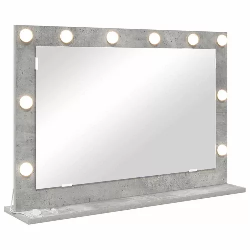 Toalett Tükör LED -es lámpákkal Beton Szürke 80 x 55 x 18 cm