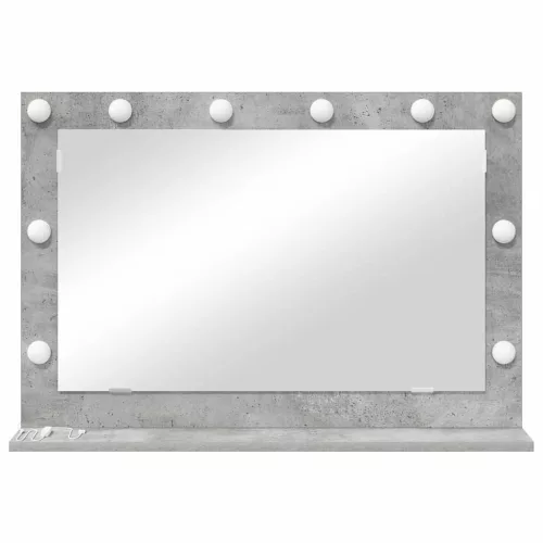 Toalett Tükör LED -es lámpákkal Beton Szürke 80 x 55 x 18 cm