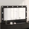 Toalett Tükör LED -es lámpákkal Fekete tölgy 100 x 55 x 18 cm