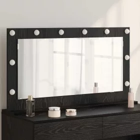   Toalett Tükör LED -es lámpákkal Fekete tölgy 100 x 55 x 18 cm